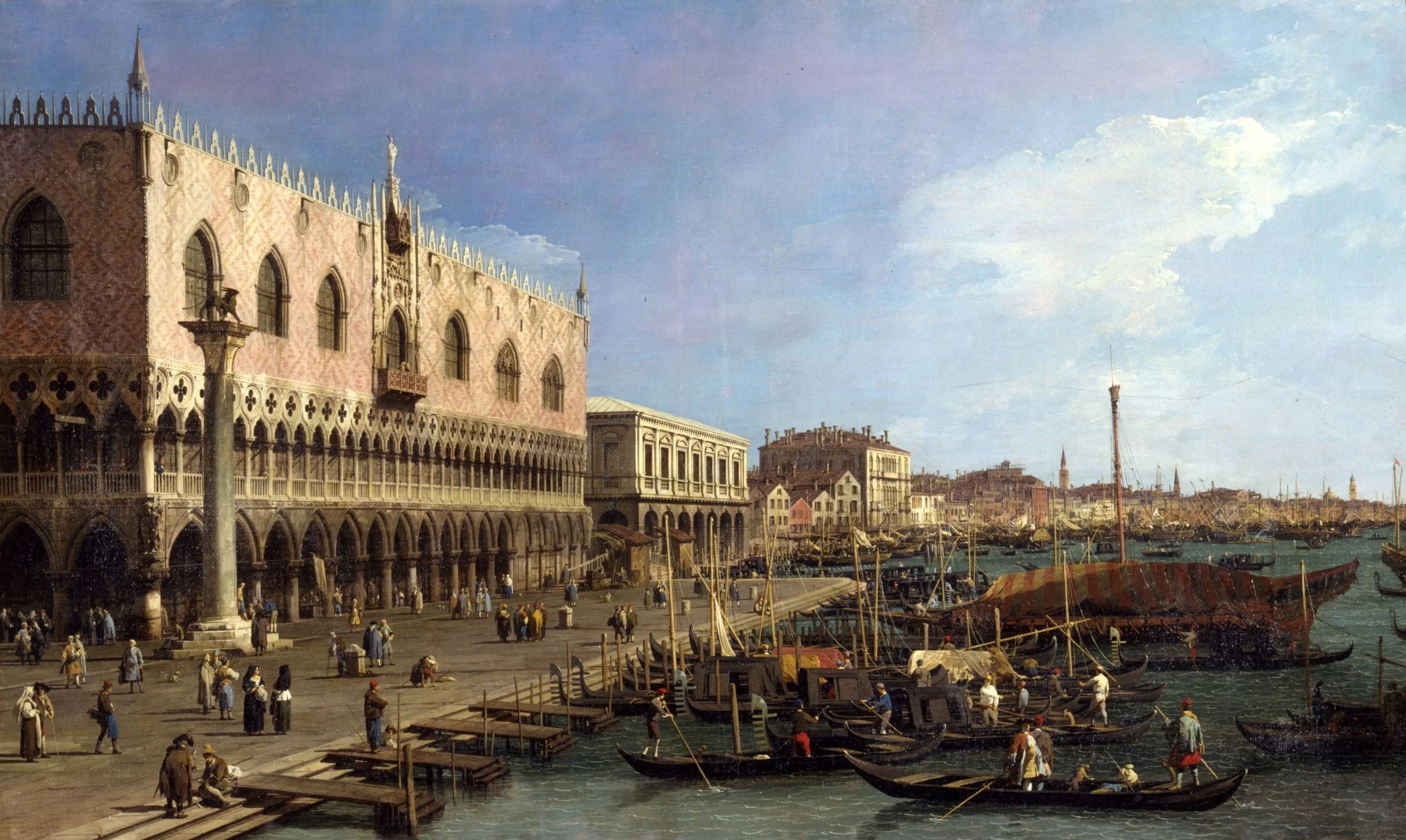 Canaletto, Il molo verso est con la colonna di S.Marco